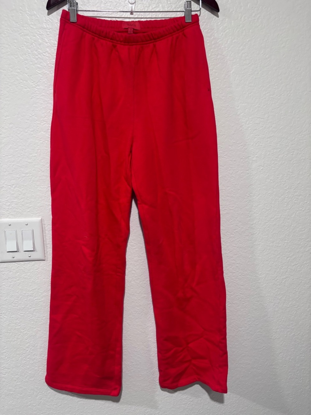 NWOT Nuuds Core Fleece Wide Leg Sweatpants in Chili Red Medium - Picture 3 of 7